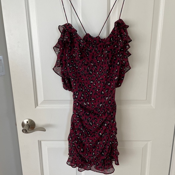 Mistress Rocks Deep Red Leopard Ruffle mini dress - Picture 4 of 4